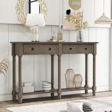 Console Table Sofa Table Easy Assembly With Two Storage Drawers And Bottom Shelf For Living Room, Entryway