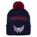 Men's Fanatics Branded Navy/Red Washington Capitals 2022 NHL Draft Authentic Pro Cuffed Knit Hat with Pom