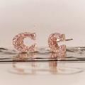 Coach Jewelry | Coach Pave Signature C Pave Stud Earrings | Color: Gold/Pink | Size: Os