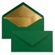 Long Envelopes size DIN Long, gummed, wet seal, Gold / Silver metallic lining 100 UmschlÃ€ge dark green gold