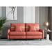 Mid-Century Modern 3-Seat Sofa, Tufted Loveseat for Living Room, with High-foot Hardware Legs & 2 Pillows, Solid Wood Frame