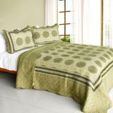 Antique Beauty Cotton 3PC Vermicelli-Quilted Polka Dot Patchwork Quilt Set (Full/Queen Size)