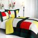 Be Yourself Vermicelli-Quilted Patchwork Geometric Quilt Set Full/Queen