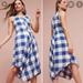 Anthropologie Dresses | Anthropologie Maeve Gingham Plaid Belted Dress Asymmetrical Hemline Size Xs | Color: Blue/White | Size: Xs