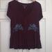 American Eagle Outfitters Tops | American Eagle Soft And Sexy Maroon Embroidered Petlum Top | Color: Blue/Purple | Size: M