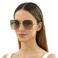 Gucci Accessories | Gucci Sunglasses Gg1020s 001 Gold Green Rose Gradient Oversized Square Women | Color: Gold/Green | Size: Os