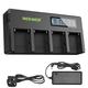 NEEWER 4-Channel NP-F Battery Charger with LCD Screen & Power Adapter, Compatible with Sony NP-F550 F570 F750 F770 F930 F950 F960 F970 FM50 FM500H QM71 QM91 QM71D QM91D Camcorder Li-ion Batteries