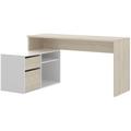 Table de bureau coloris naturel / blanc brillant - Dim : 75 x 139 x 92 cm Pegane