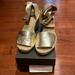 J. Crew Shoes | Jcrew Metallic Tumbled Leather Wedges | Color: Gold | Size: 8
