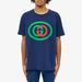 Gucci Shirts | Gucci Tee Vintage Oval Interlocking Gg Logo Blue T Shirt Size Medium | Color: Blue/Green | Size: M