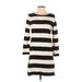 J.Crew Casual Dress - Sweater Dress Crew Neck 3/4 sleeves: Ivory Print Dresses - Used - Women's Size X-Small