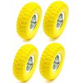 4x10" 3.50-4 Pneumatic Wheelbarrow Wheels Pneumatic Sack Truck Trolley Wheel Puncture Proof Tyre Complete for Garden heavy duty Trolley Barrow Trailer Truck Yellow Solid Replacement Wheelbarrow Wheel