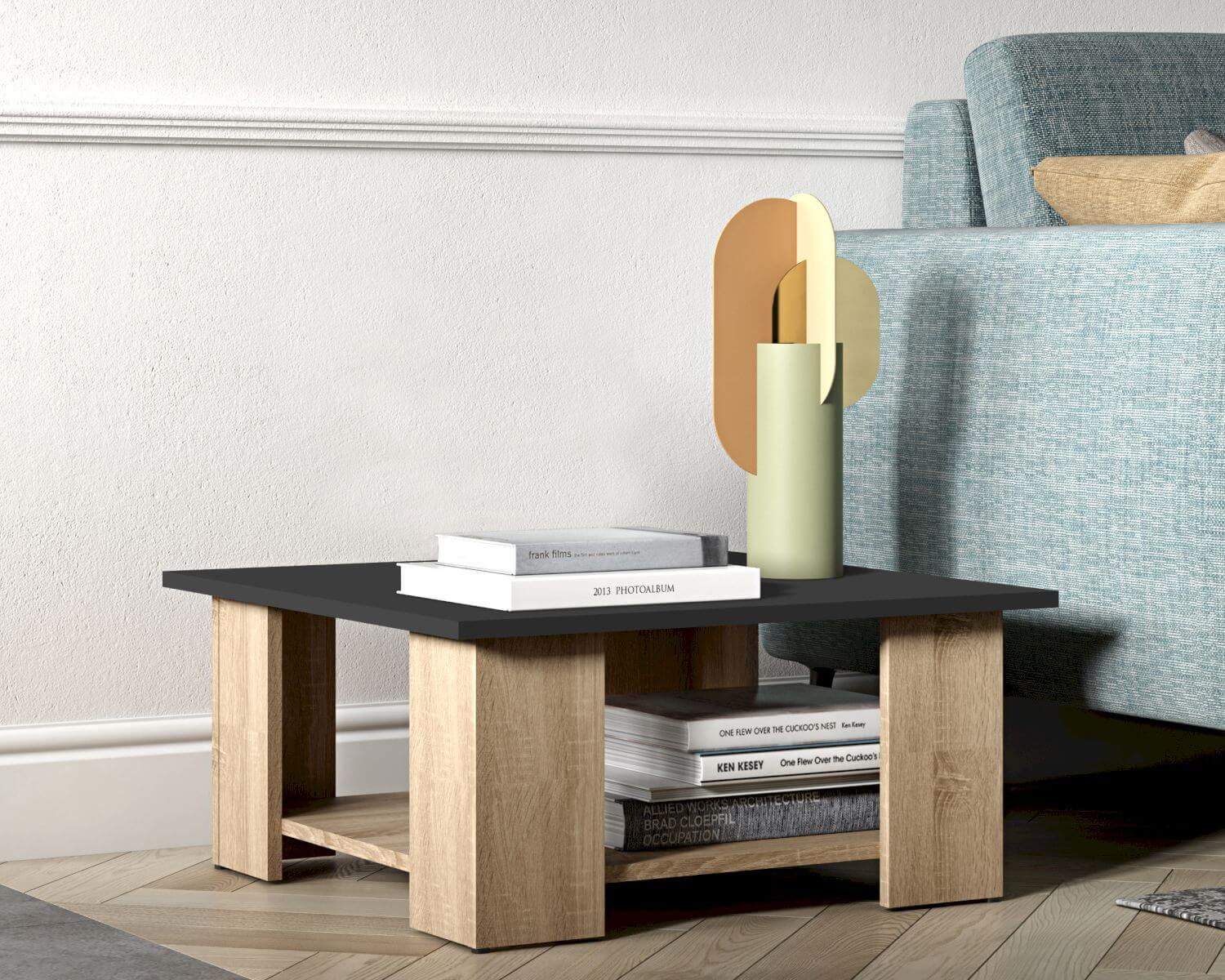 TemaHome »Square« Kaffeetisch Eiche mit Schwarz 67x31x67 cm