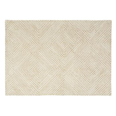 Tapis en laine beige à motifs géométriques, 140x200