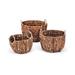 Set of 3 Round Hyacinth Baskets with Stainless Steel Handles-Rich Chocolate Finish-By Trademark Innovations