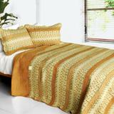 East of Eden 3PC Cotton Contained Vermicelli-Quilted Patchwork Quilt Set (Full/Queen Size)