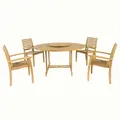 HiTeak Furniture Royal 5-Piece Round Teak Outdoor Dining Set - HLS-R