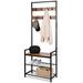 17 Stories Rasheedah 25" Wide Steel Hall Tree w/ Bench & Shoe Storage Wood/Metal in Brown | 67.7 H x 25 W x 11.8 D in | Wayfair