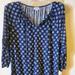 Lularoe Tops | Lularoe Debra Peasant Top, Size Medium, Dark Blue And White Design | Color: Blue/White | Size: M