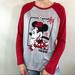 Disney Tops | Disney Minnie Mouse Long Sleeve Winter Themed Top Size Medium | Color: Gray/Red | Size: M