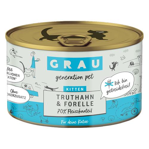 GRAU Kitten Getreidefrei 6 x 200 g – Truthahn & Forelle