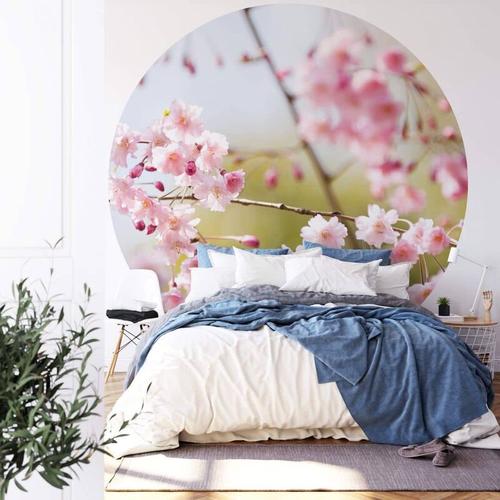 Runde Fototapete Kirschbaum Blüten Tapete Rosa Vliestapete Schlafzimmer Wandbild ø 284cm – rosa