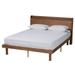 Decker Mid-Century Modern Transitional Walnut Brown Finished Wood Platform Bed with Charging Station