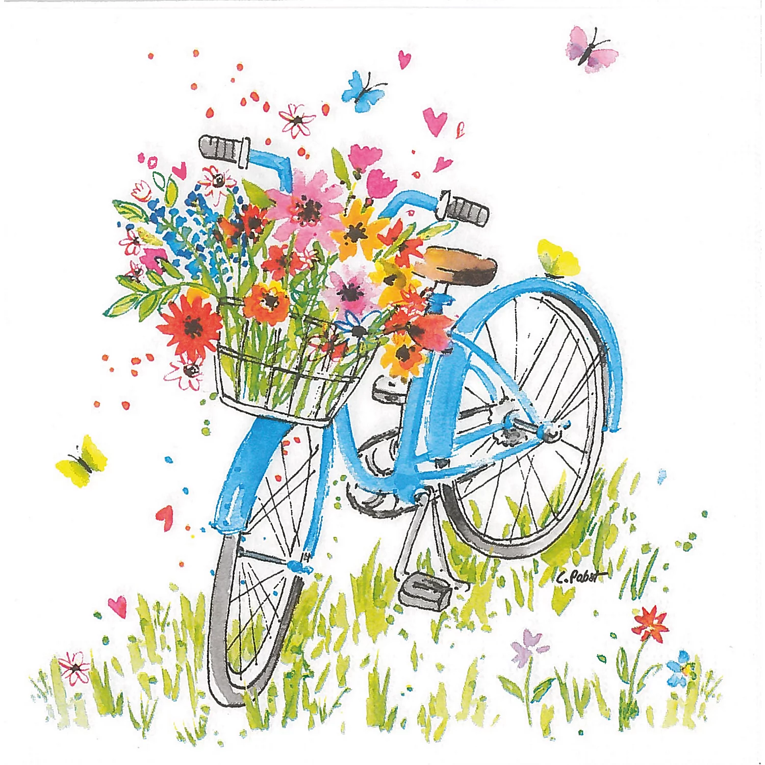 Serviettes en papier ""vélo"", 33 x 33 cm, 20 serviettes