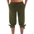 Mens Renaissance Pirate Pants Medieval Lace Up Knicker Gothic Pants Knee Length Cotton Linen Shorts Halloween Costume Army Green M