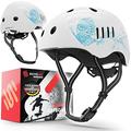 SKATEWIZ Skateboard Helmet Kids Bike Helmet Women & Men - bmx helmet, scooter helmet, skate girls helmet - Size M in White-Blue - bicycle helmet skateboard accessories