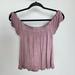 American Eagle Outfitters Tops | Aeo Soft & Sexy Off-The-Shoulder Tie Sleeve Top | Color: Purple | Size: S