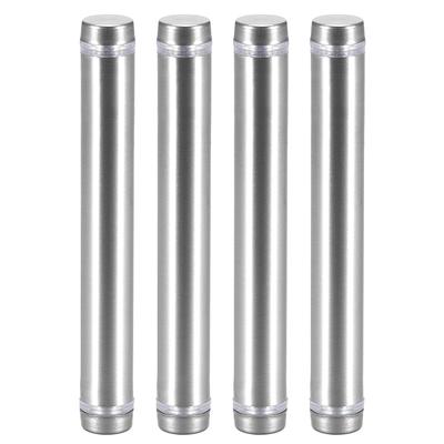 Glass Standoff Double Head Stainless Steel Standoff Holder 12mm x 94mm 4 Pcs - Silver Tone