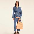 J. Crew Pants & Jumpsuits | New J Crew Cinched Waist Lightweight Denim Jumpsuit With Patch Pockets 4 $228 | Color: Blue | Size: 4