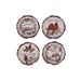 iH casadécor Wood Log Cheer 4 Piece Coaster Set Ceramic in Red/White | 0.25 H x 4.25 W x 4.25 D in | Wayfair XM-JY1034(4)