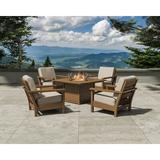 POLYWOOD® Harbour 5-Piece Conversation Set w/ Fire Pit Outdoor Table Wood/Plastic in Brown | Wayfair PWS413-2-GY152939