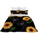 Rosalind Wheeler Amandia Black/Orange/Green Microfiber Farmhouse/Country Comforter Set Microfiber in Black/Green/Orange | Wayfair