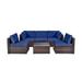 Costway 6 Pieces Patio Rattan Furniture Set with Cushions and Glass Coffee Table-Navy