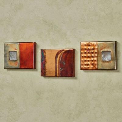 Copper Studio Wall Art Plaques Multi Metallic Set of Three, Set of Three, Multi Metallic