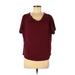 Socialite Short Sleeve Top Burgundy Solid Cowl Neck Tops - Women's Size Medium