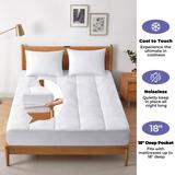 PCM Cool Touch Cooling White Mattress Pad with Elastic Deep Pocket