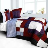 3PC Vermicelli - Quilted Patchwork Quilt Set (Full/Queen Size)