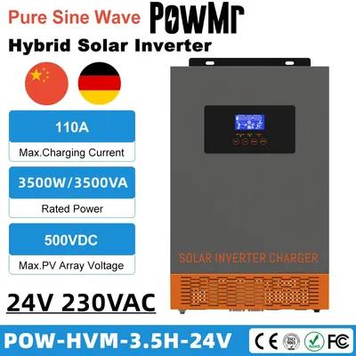 PowMr – onduleur solaire hybride 3 5 kw MPPT 110a 500vdc entrée PV 220vac 24vdc tout-en-un à