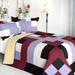 3PC Vermicelli-Quilted Patchwork Quilt Set (Full/Queen Size)