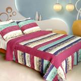 Secret Season 100% Cotton 3PC Vermicelli-Quilted Patchwork Quilt Set (Full/Queen Size)