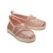TOMS Kids Tiny Pink Rose Gold Cosmic Glitter Alpargata Shoes, Size 6