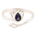 Deep Blue Lotus,'Iolite and Sterling Silver Lotus Wrap Ring from India'