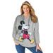 Plus Size Women's Disney Women's Hooded Sweatshirt Heather Grey Mickey Wink by Disney in Heather Grey Mickey Wink (Size 26/28)