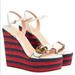 Gucci Shoes | Gucci Marmont Double G Leather Espadrille Platform Sandals | Color: Red/White | Size: Various