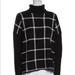 Anthropologie Sweaters | $80 Anthropologie Black Plaid Turtleneck Sweater. Size Extra Small | Color: Black/White | Size: Xs