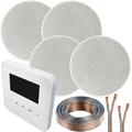 100W Speaker System - Bluetooth In-Wall Mounted Amplifier - 4x 70W 5.25" Slim/Low Profile Ceiling Speaker Kit - Wireless Music Streaming Amp